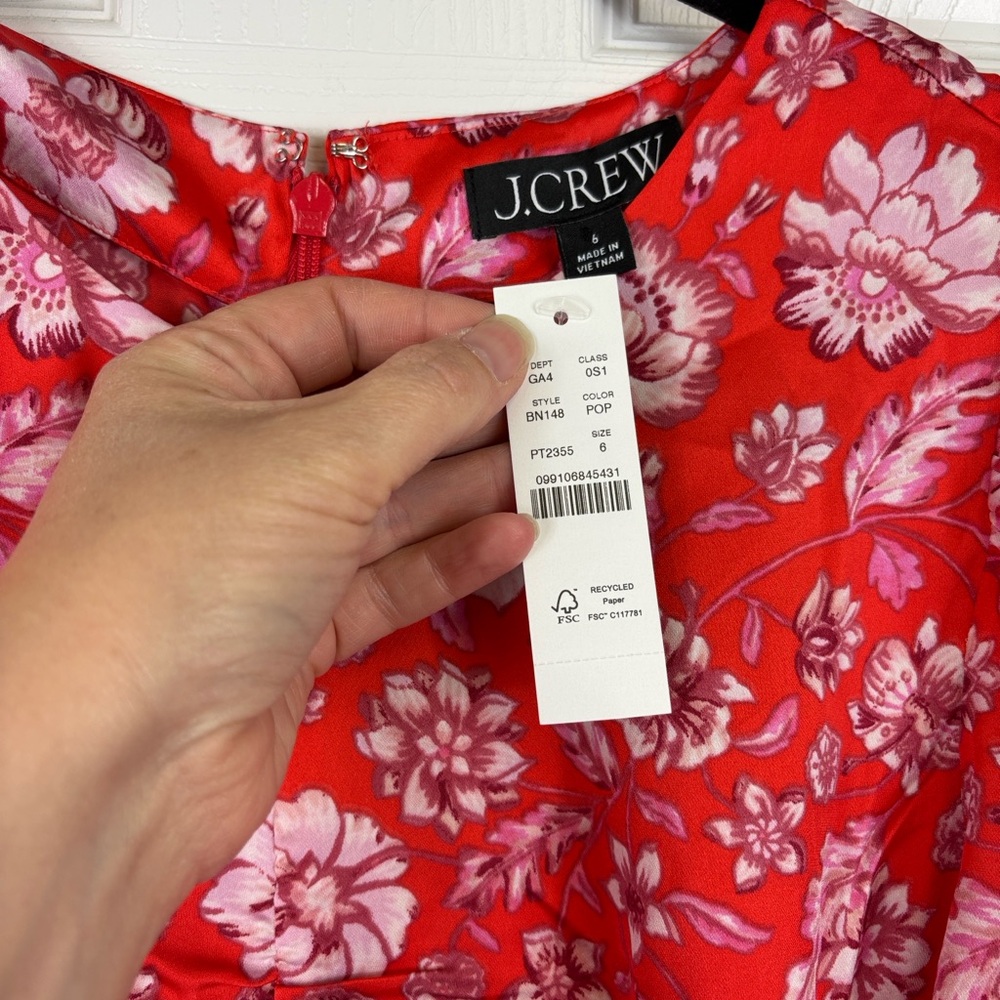 NWT J. Crew featherweight satin midi dress poppy fields sz 6 - Picture 6 of 11